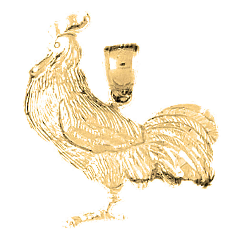 10K, 14K or 18K Gold Rooster Pendant