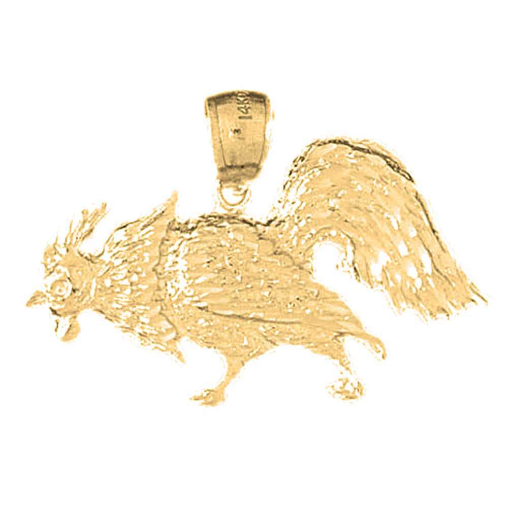 10K, 14K or 18K Gold Rooster Pendant