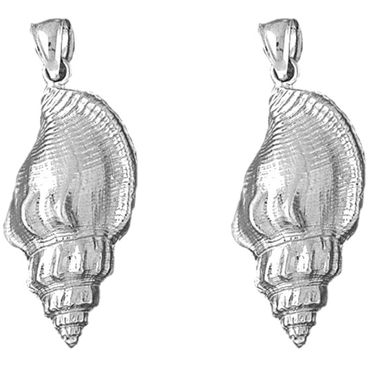 Sterling Silver 38mm Conch Shell Earrings