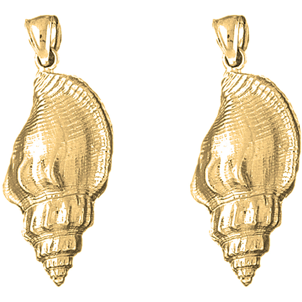 Yellow Gold-plated Silver 38mm Conch Shell Earrings