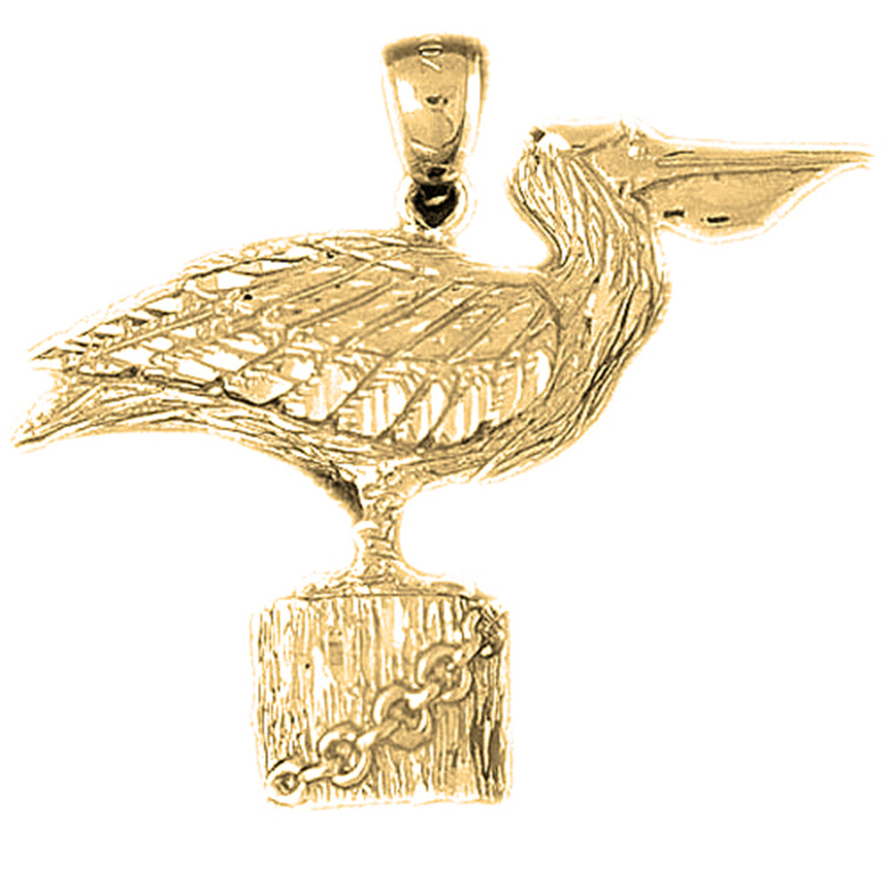 10K, 14K or 18K Gold Pelican Pendant