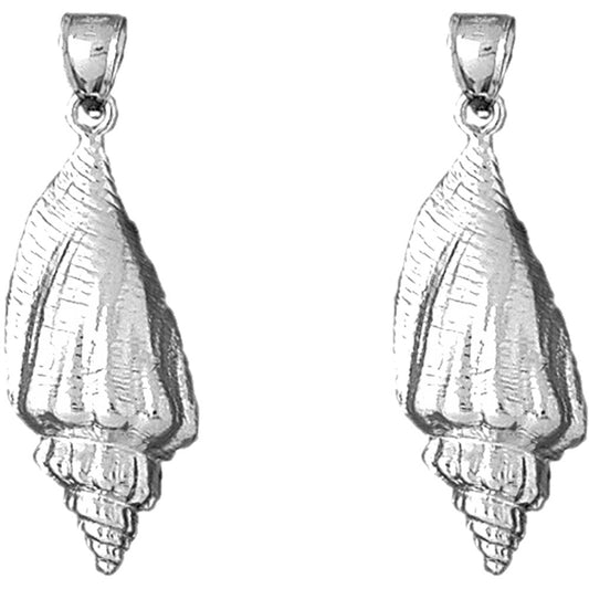 Sterling Silver 40mm Conch Shell Earrings