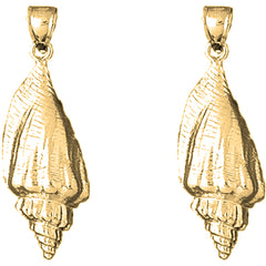 Yellow Gold-plated Silver 40mm Conch Shell Earrings