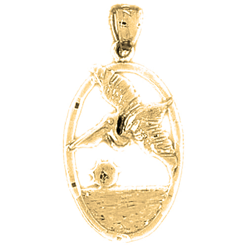 10K, 14K or 18K Gold Pelican Pendant