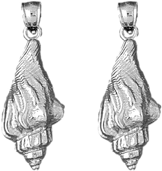 Sterling Silver 32mm Conch Shell Earrings