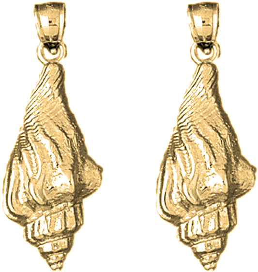 Yellow Gold-plated Silver 32mm Conch Shell Earrings