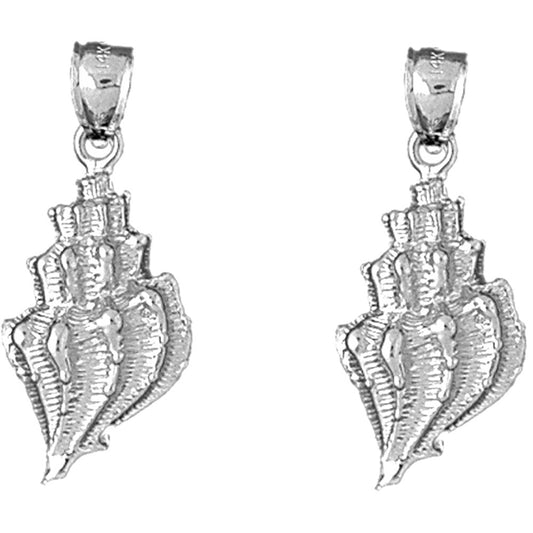 Sterling Silver 30mm Conch Shell Earrings