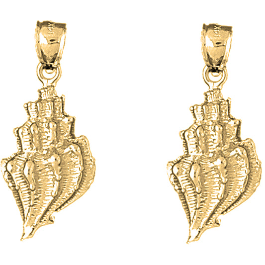Yellow Gold-plated Silver 30mm Conch Shell Earrings