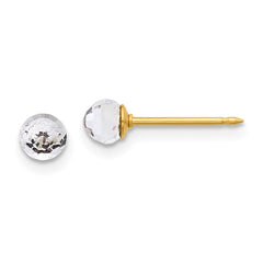 Inverness 14K Yellow Gold Polished 4mm Swarovski Crystal Faceted Ball Post Earrings