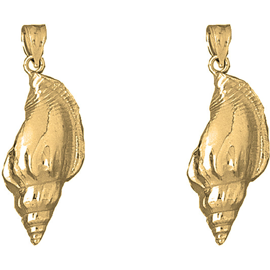 Yellow Gold-plated Silver 35mm Conch Shell Earrings