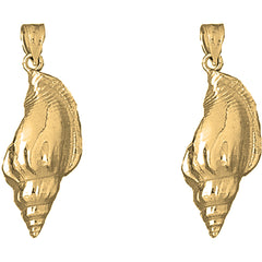 Yellow Gold-plated Silver 35mm Conch Shell Earrings