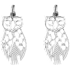 Sterling Silver 26mm Owl Earrings