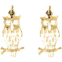 Yellow Gold-plated Silver 21mm Owl Earrings