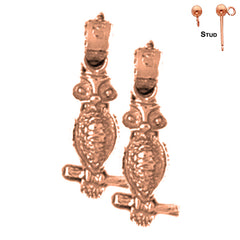 14K or 18K Gold Owl Earrings