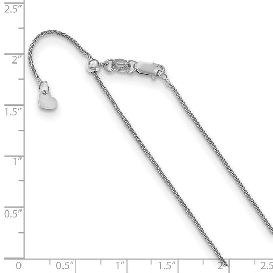 14K White Gold Adjustable 1mm Wheat Chain