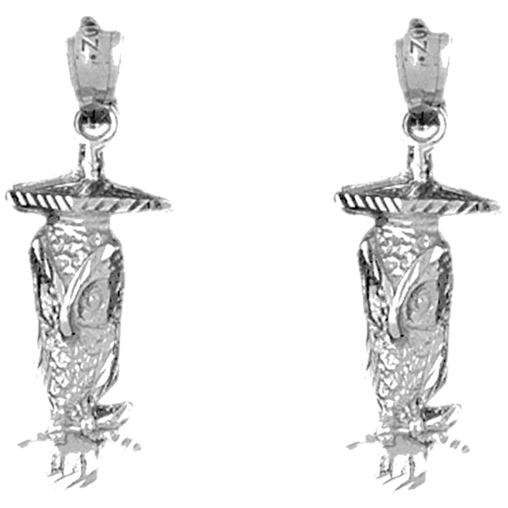 Sterling Silver 29mm Owl Earrings