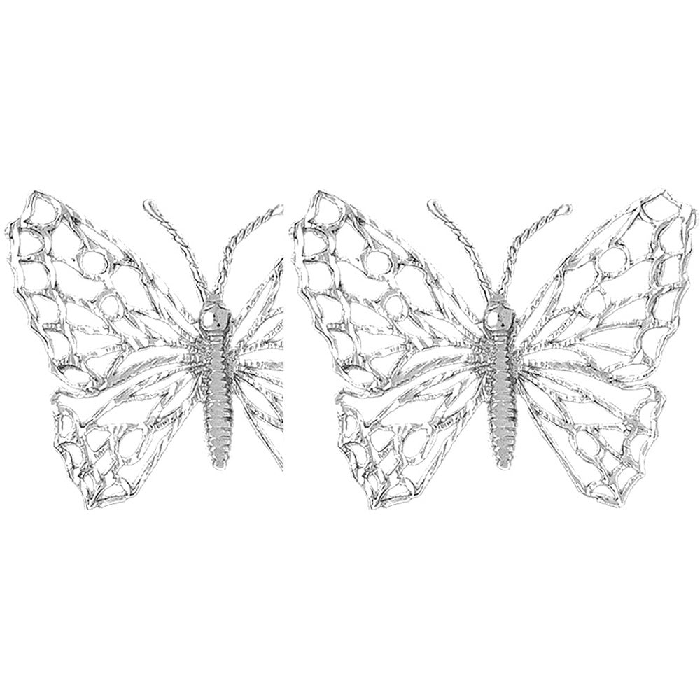 Sterling Silver 34mm Butterflies Earrings