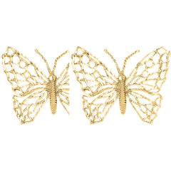 Yellow Gold-plated Silver 34mm Butterflies Earrings