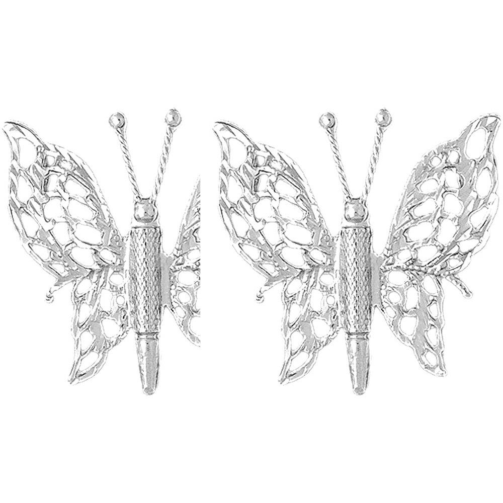 Sterling Silver 34mm Butterflies Earrings