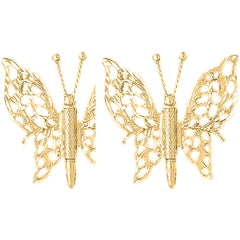 Yellow Gold-plated Silver 34mm Butterflies Earrings