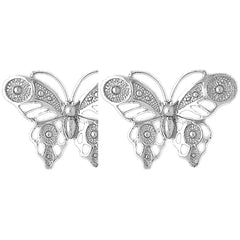 Sterling Silver 22mm Butterflies Earrings