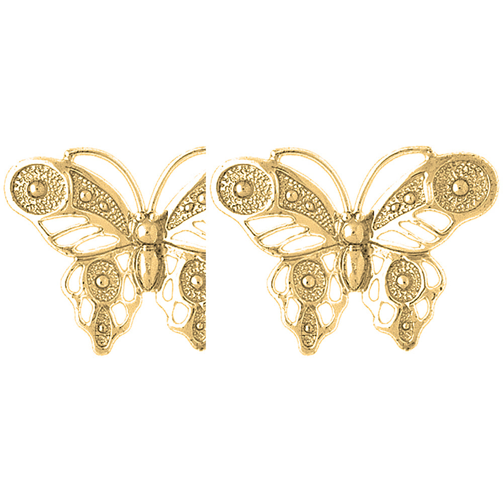 Yellow Gold-plated Silver 22mm Butterflies Earrings