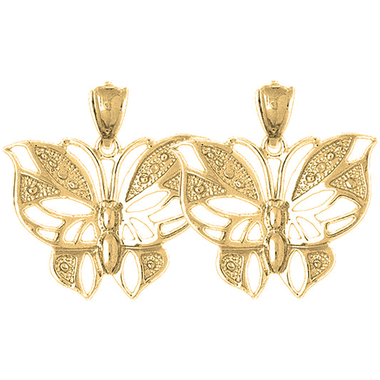 Yellow Gold-plated Silver 26mm Butterflies Earrings