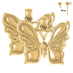 Sterling Silver 18mm Butterflies Earrings (White or Yellow Gold Plated)