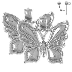 Sterling Silver 18mm Butterflies Earrings (White or Yellow Gold Plated)