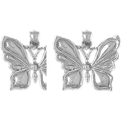 Sterling Silver 18mm Butterflies Earrings