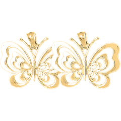 Yellow Gold-plated Silver 23mm Butterflies Earrings