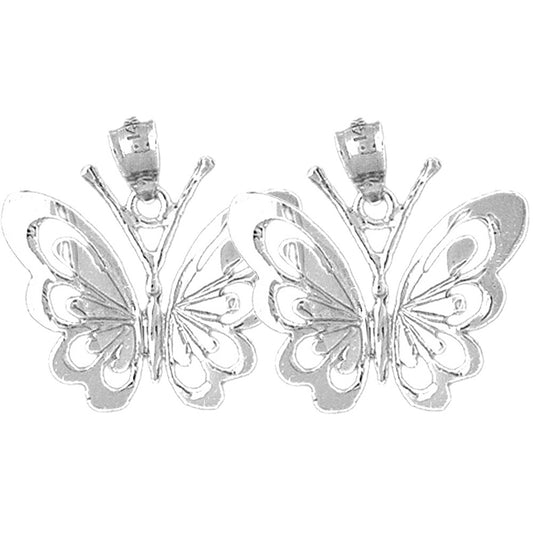 Sterling Silver 22mm Butterflies Earrings