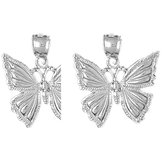 Sterling Silver 22mm Butterflies Earrings