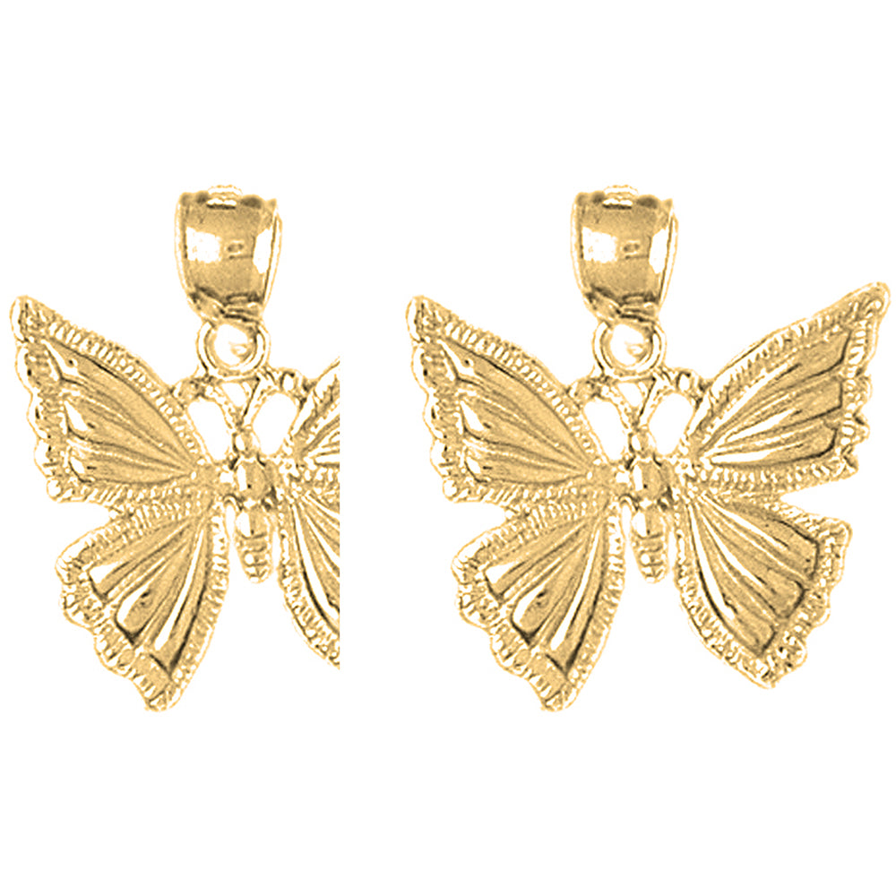 Yellow Gold-plated Silver 22mm Butterflies Earrings