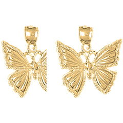 Yellow Gold-plated Silver 22mm Butterflies Earrings