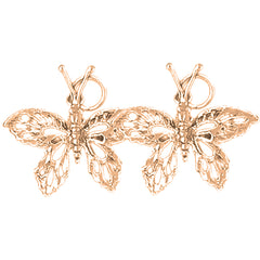 14K or 18K Gold 28mm Butterflies Earrings