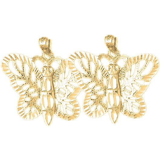 Yellow Gold-plated Silver 26mm Butterflies Earrings
