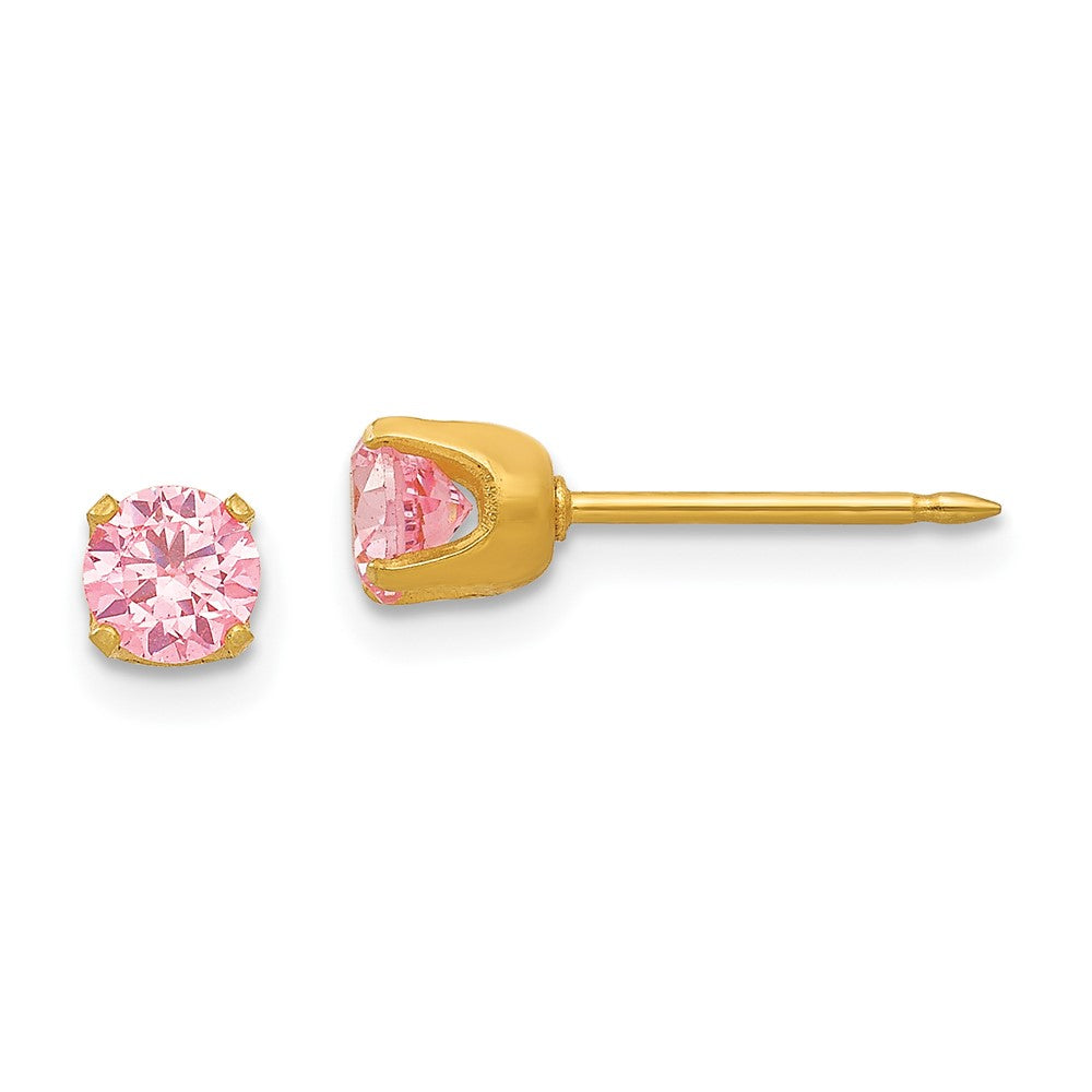 Inverness 24k Gold-plated 5mm Pink CZ Earrings