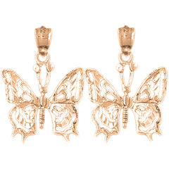 14K or 18K Gold 25mm Butterflies Earrings