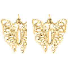 Yellow Gold-plated Silver 20mm Butterflies Earrings