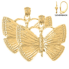 Sterling Silver 23mm Butterflies Earrings (White or Yellow Gold Plated)