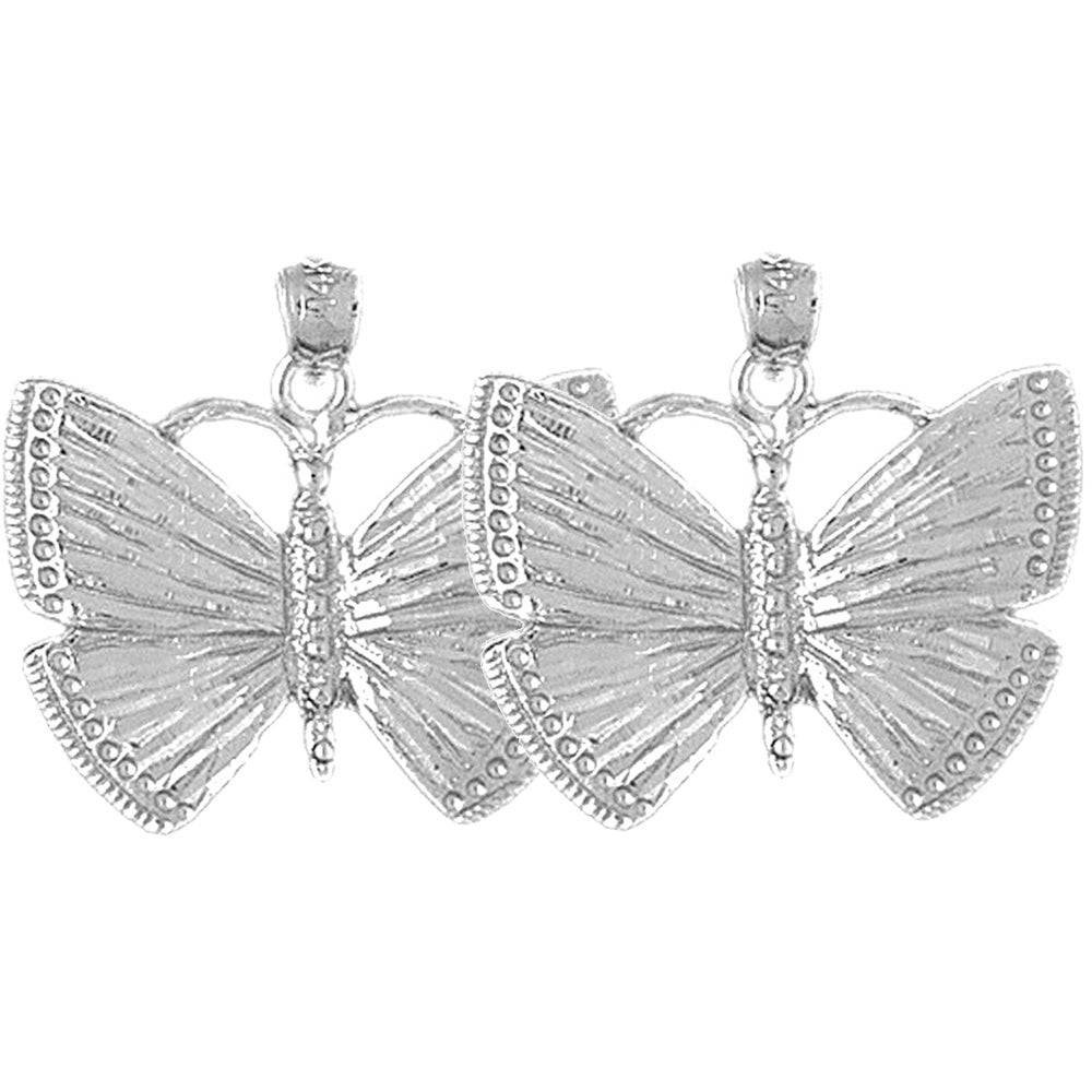 Sterling Silver 23mm Butterflies Earrings