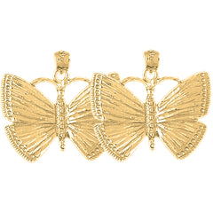Yellow Gold-plated Silver 23mm Butterflies Earrings