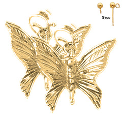 Pendientes de mariposas de plata de ley de 20 mm (chapados en oro blanco o amarillo)