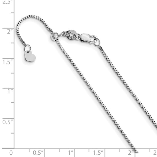 14K White Gold Adjustable .9mm Box Chain