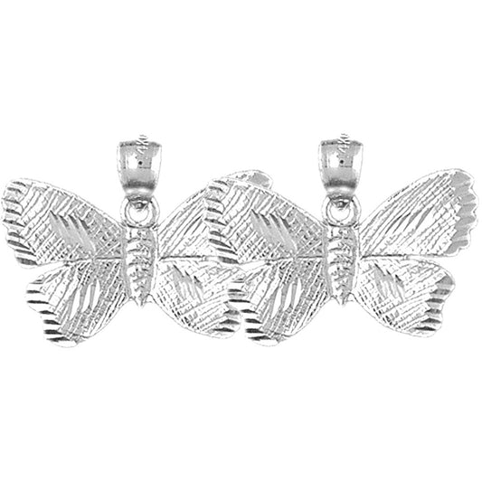 Sterling Silver 17mm Butterflies Earrings