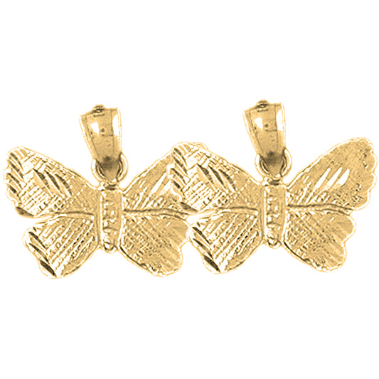 Yellow Gold-plated Silver 15mm Butterflies Earrings