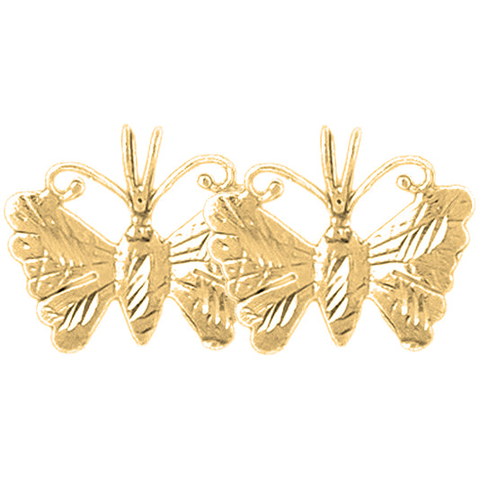 Yellow Gold-plated Silver 15mm Butterflies Earrings