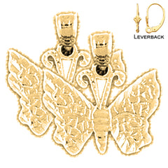 Pendientes de mariposas de plata de ley de 17 mm (chapados en oro blanco o amarillo)