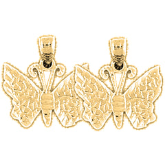 14K or 18K Gold 17mm Butterflies Earrings